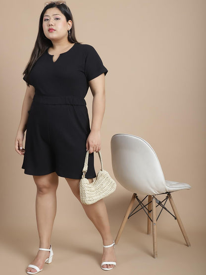 Rigo Cotton Plus Size Midi Jumpsuit | Slim Fit Stylish Western Playsuit | One Piece Dress for Women