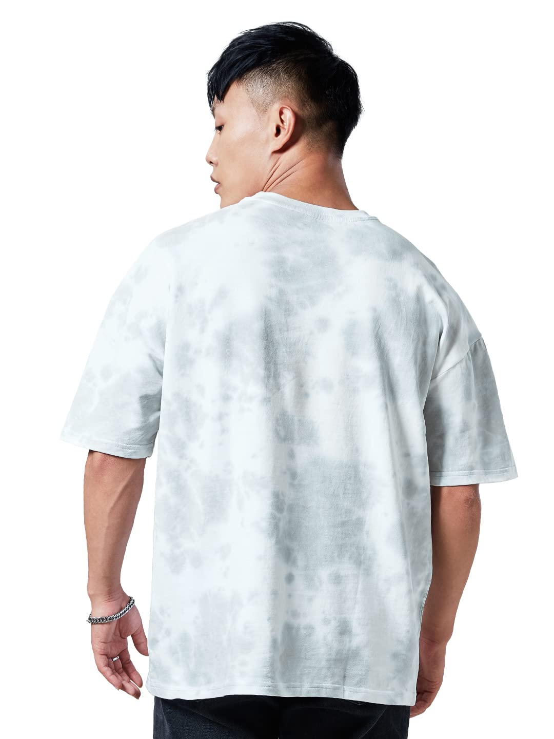 The Souled Store Men Official Batman: Bat Signal Tie Dye Grey Printed Oversized T-Shirts Oversized T-Shirts Fashionable Trendy G
