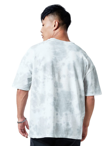 The Souled Store Men Official Batman: Bat Signal Tie Dye Grey Printed Oversized T-Shirts Oversized T-Shirts Fashionable Trendy G