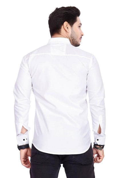 Rebelify MenS Cotton Shirt With Pockets Full Sleeves Spread Collar Solid Pattern Botton Down Closure Regular Fit And Standard L