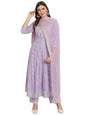 Gosriki WomenS Cotton Blend Embroidered Anarkali Kurta With Pant & Dupatta (Hitmyn-Purple-Gs_M_Purple_Medium)