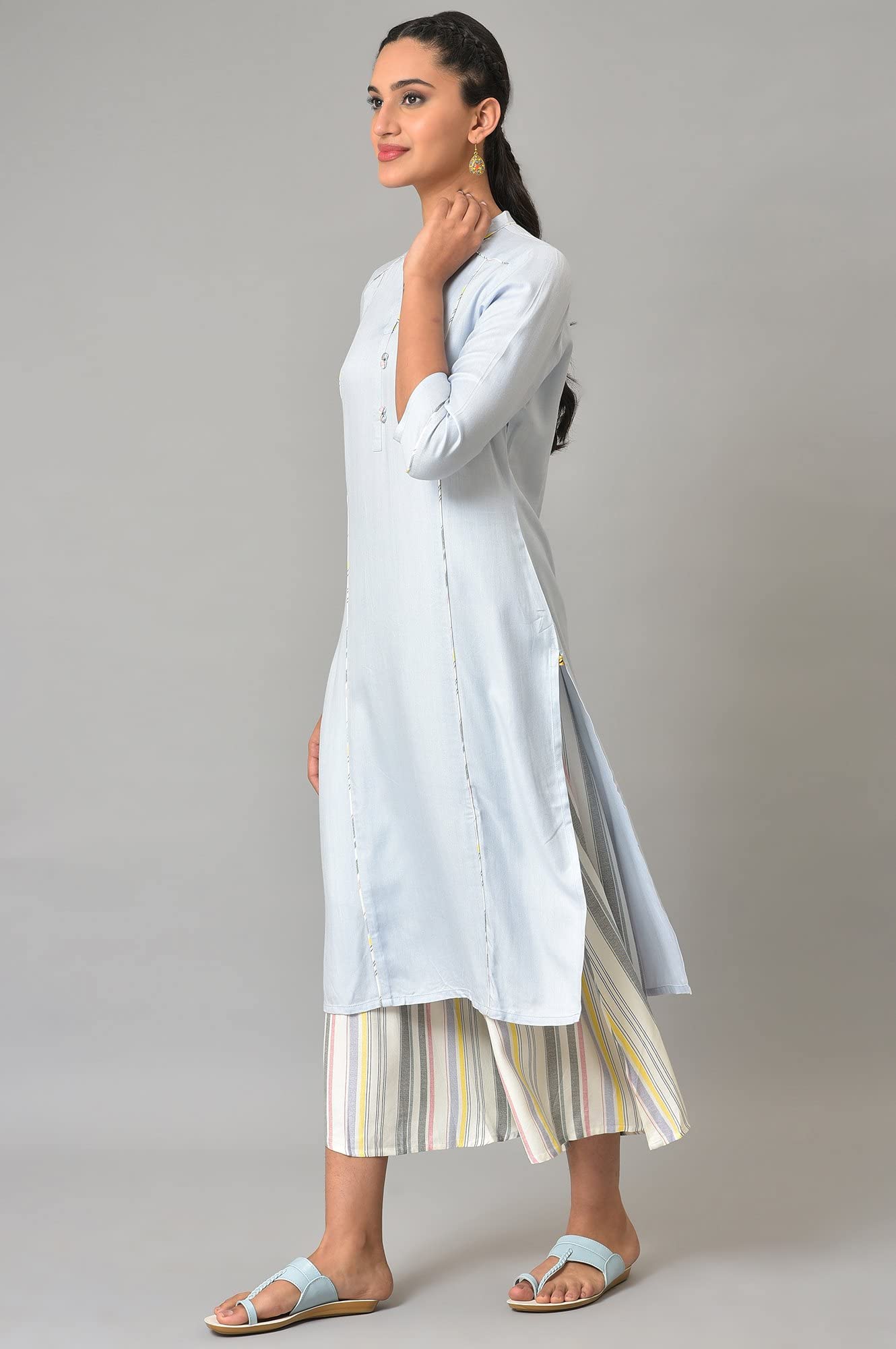 Aurelia Women Solid Viscose Kurta Set with Trousers