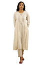 Folksong by W Women White Festive Solid Cotton Flared Kurta