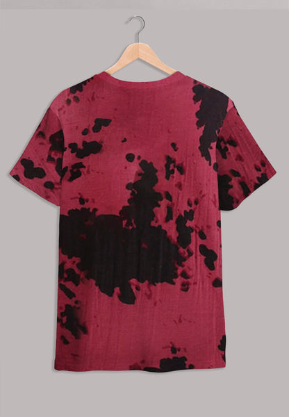 Juneberry Cotton Blend Regular Fit Half Sleeves Round Neck Tie & Dye T-Shirt For Women (Maroon)