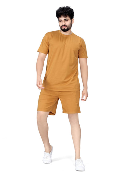 ELLITI Cotton Blend Casual Round Neck Half Sleeve Oversized Co-ord Set Mens, Pyjama Set, Sleepwear Loungewear T-Shirt and Short