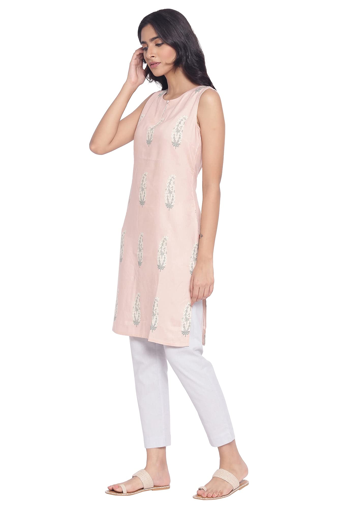 W for Woman Women's Viscose Printed Straight Kurta