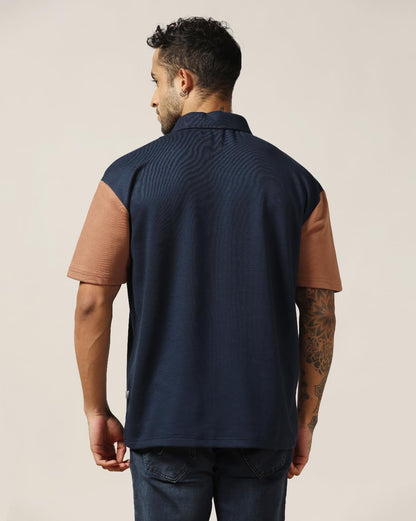 Leriya Fashion MenS Color Block Oversized Fit T-Shirt (Lf-Mt-1097_Blue