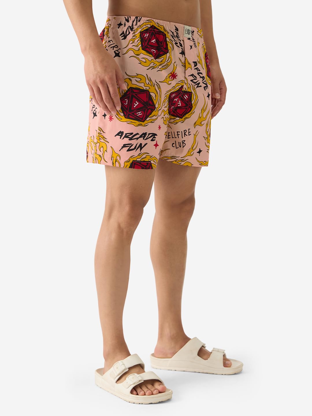 The Souled Store Official Stranger Things: Hellfire Club Men and Boys Pull On Cotton Boxer Shorts Pink Boxer Shorts Mens Boxers