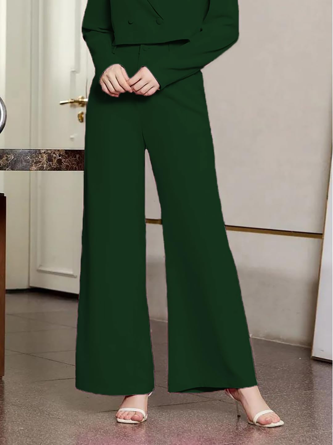 Kotty Womens High Rise Regular Fit Viscose Rayon Solid Trousers