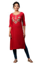 Aurelia WomenS Solid Zari Embriodery Straight Kurta | Lightweight Round Neck Kurta For Women | Solid Kurta For Women | Beautiful