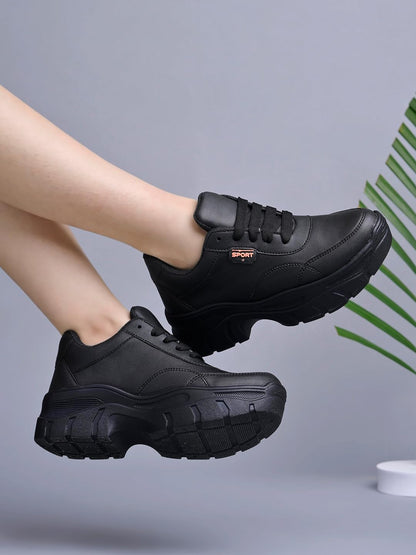 Shoetopia WomenS Flat Sneakers Black