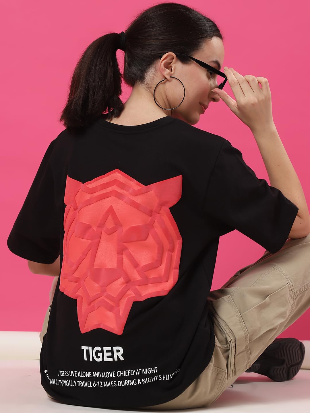Rigo Terry Printed Oversized T-Shirt for Women | Drop Shoulder, Half Sleeves T-Shirt for Women | Oversized Baggy Fit T-Shirt for