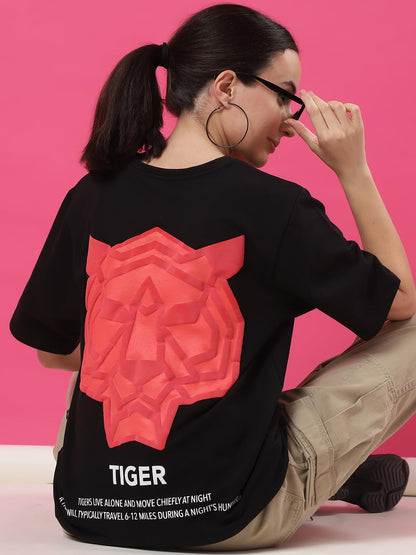 Rigo Terry Printed Oversized T-Shirt for Women | Drop Shoulder, Half Sleeves T-Shirt for Women | Oversized Baggy Fit T-Shirt for
