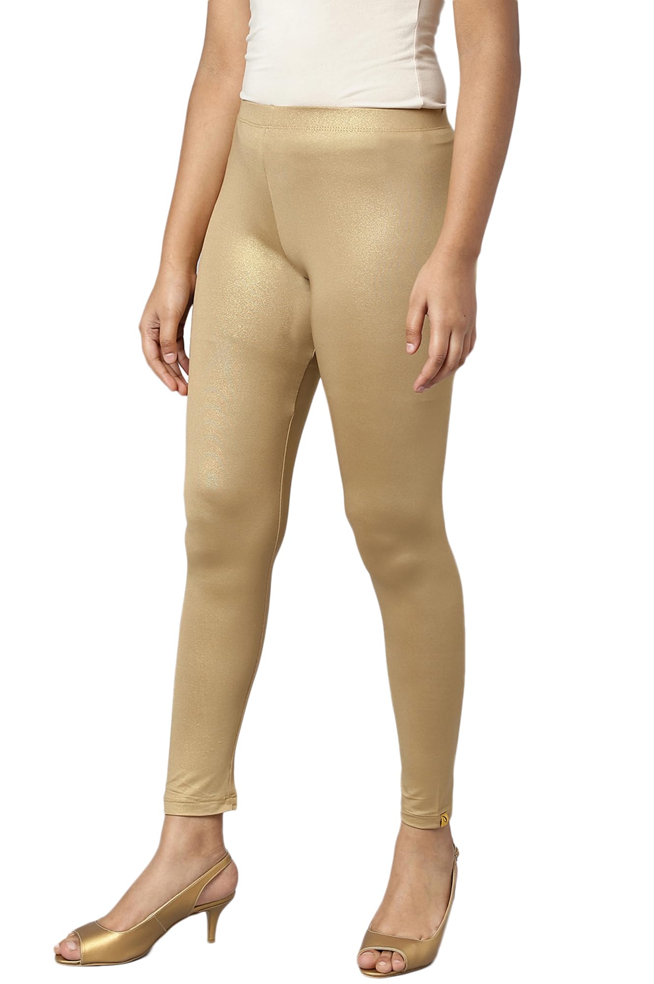 Aurelia Printed Tights for Women | Ankle Length Leggings for Women | Leggings for Women Gold