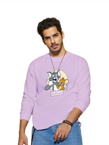 Bewakoof X Official Tom & Jerry Merchandise Mens Certified Troublemakers (TJL) Graphic Printed Cotton Jersey T-Shirt - Oversize
