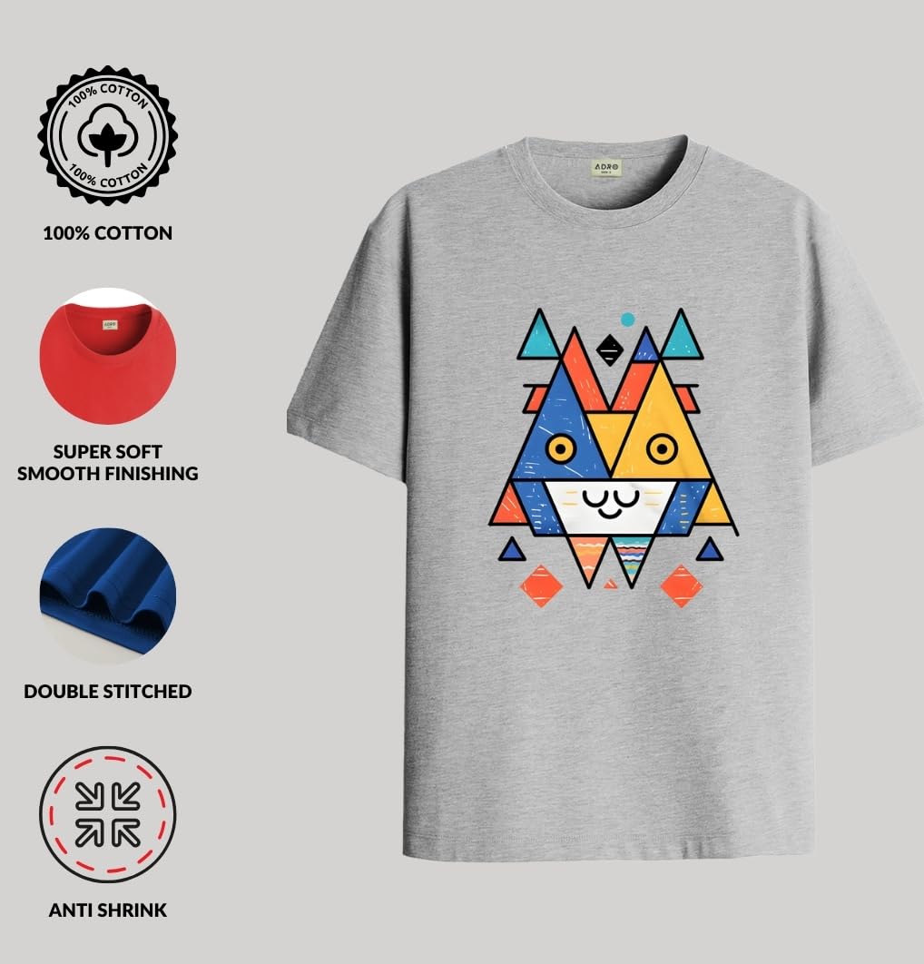 ADRO T Shirts for Boys & Girls || Creative Abstract Printed T-Shirt || Ages 3-14 || 100% Cotton Round Neck Tshirt for Boys & Gir
