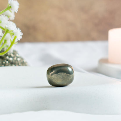 Astrotalk Pyrite Tumble | Attracts Luck, Wealth & Career Success | Boosts Leadership, Focus & Determination | Office Table & Living Room Decor | Gift for Man & Woman