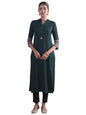 Libas Green Solid Rayon Straight Kurta