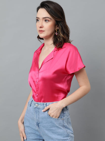Kotty WomenS Relaxed Fit Solid Spread Collar Casual Shirt