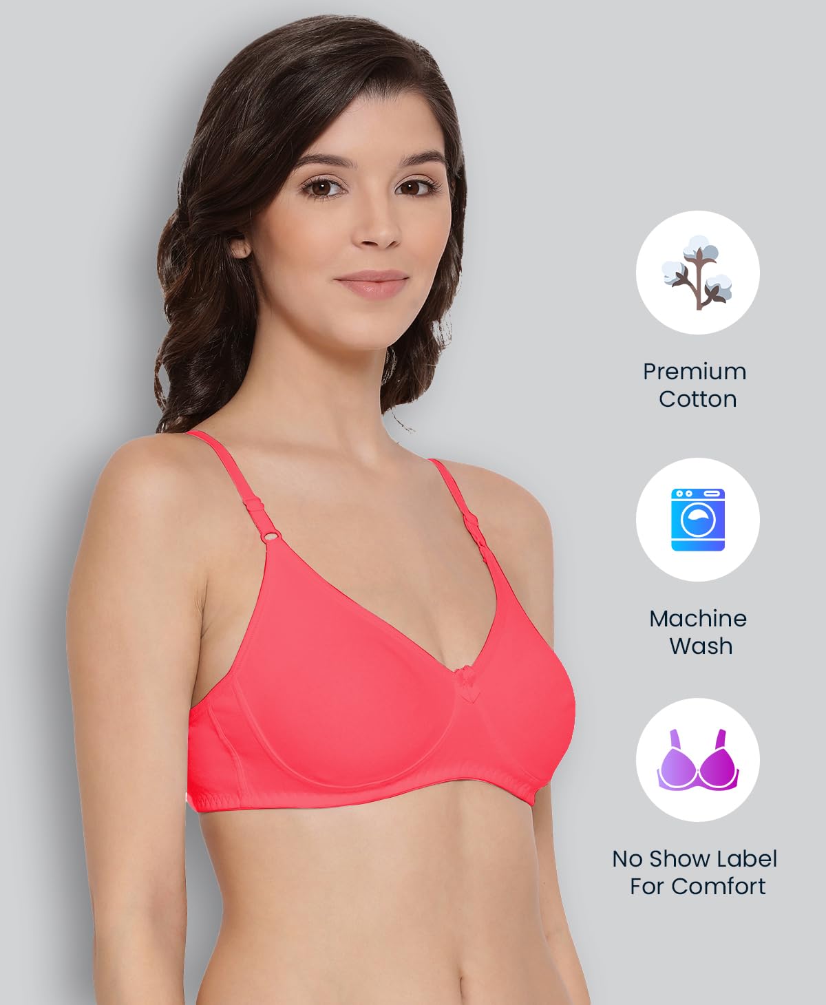 Lyra WomenS Cotton Non Padded Wire Free Seamless Bra Peach Blossom
