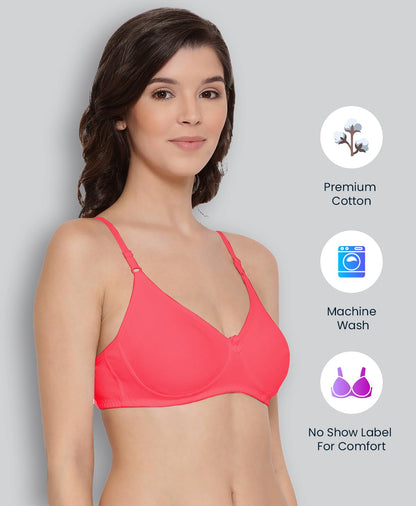 Lyra WomenS Cotton Non Padded Wire Free Seamless Bra Peach Blossom