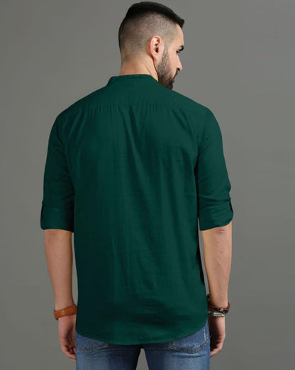 Finivo Fashion MenS Regular Fit Cotton Blend Kurta Shirt | Full Sleeve Ethnic Shirt With Mandarin Collar And Button Placket | C