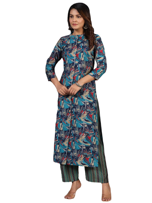 ANNI DESIGNER Women Rayon Blend Printed Kurta With Pant Co-Ord Set