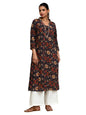 Varanga Women Ethnic Jaipuri Printed V Neck A-Line Kurta Blue