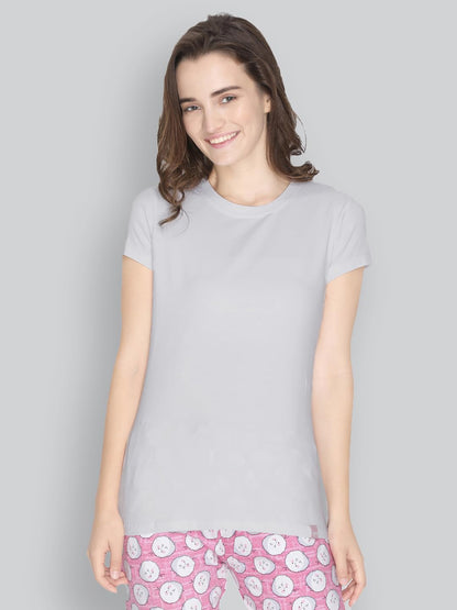 Lyra Women Solid Round Neck Tshirt