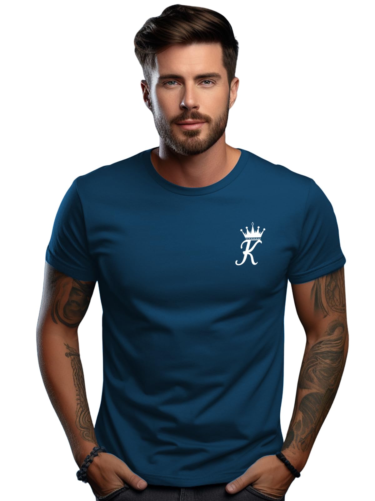 ADRO Men's Solid Regular Fit T-Shirt (RN24-STICK-KK-SB_Teal