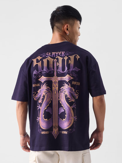 The Souled Store Original Slayer Men Oversized T-Shirts Purple