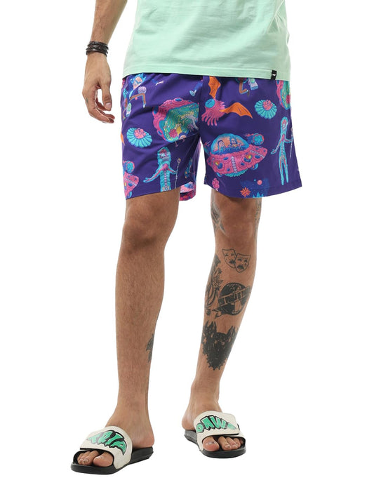 Bewakoof Official Rick And Morty Merchandise MenS All Over Printed Regular Fit Cotton Poplin Boxer_634298_Blue_L