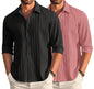 Deelmo Combo Of MenS Casual Button Down Shirts Long Sleeve Linen Shirt Fashion Textured Summer Shirts Pack Of 2