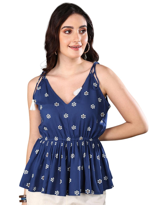 Stylum Womens Floral Printed Rayon Short Peplum Top