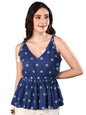 Stylum Womens Floral Printed Rayon Short Peplum Top