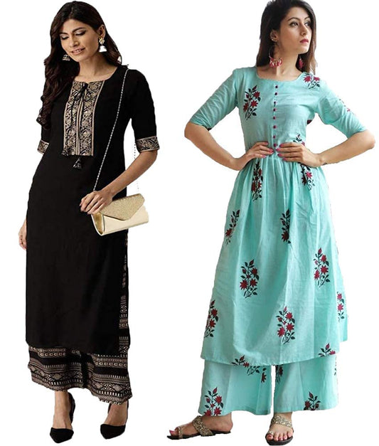 ANNI DESIGNER Women's Printed Straight Kurta with Palazzo