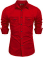 Rebelify Double Pocket With Flap Men Cargo Cotton Shirt Red