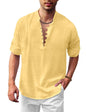 Royalscout MenS Solid Cotton Blend Straight Kurta Shirt | Regular Fit Full Sleeve Short Kurta Yellow
