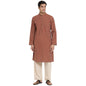 Fabindia Men Cotton Striped Slim Fit Long Kurta Brown_Xs