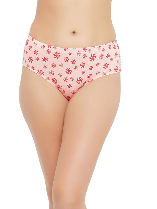 Clovia WomenS Mid Waist Candy Swirl Print Hipster Panty With Inner Elastic (Pn2855C22_Pink_Xl)