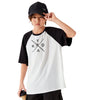 Kyda Kids Boys Round Neck Printed Raglan Half Sleeve Black And White Pure Cotton Oversized Tshirt (Pack Of 1)