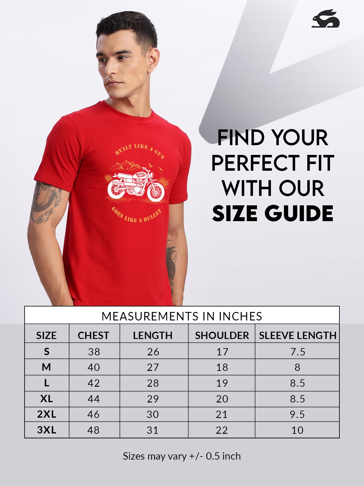 ADRO Men's Royal Bike Design Printed 100% Cotton T-Shirt - Regular Fit, Printed T-Shirts for Men (RN24-RYL-RD_Red)