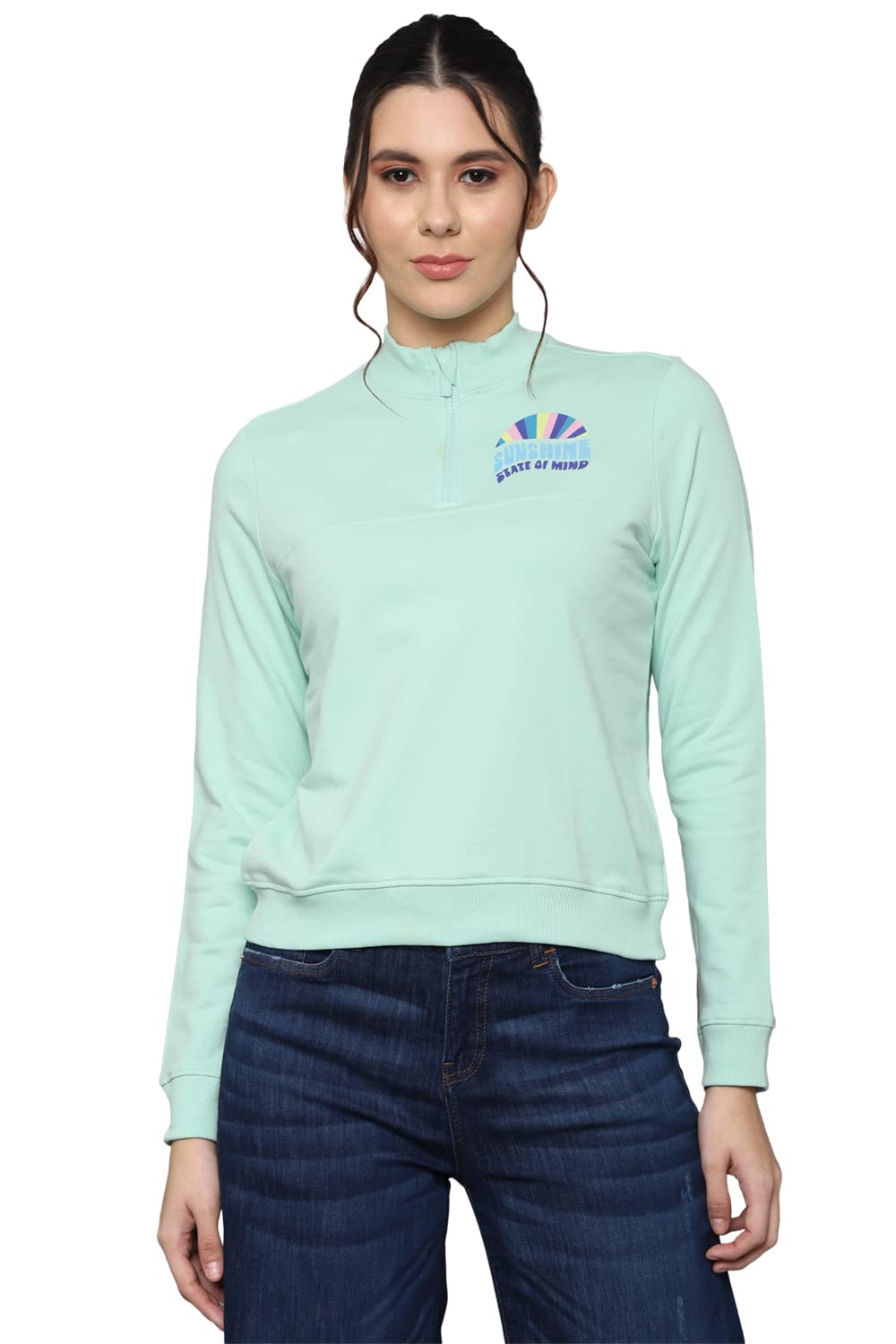 Allen Solly Women Regular Fit Printed Casual Cotton Polyester T-Shirt