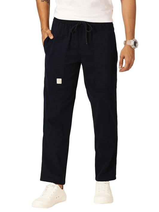 Thomas Scott Mens Relaxed Fit Pure Cotton Trousers Navy