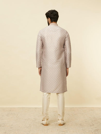 Manyavar Mens Walnut Art Silk Printed Kurta Pyjama Set