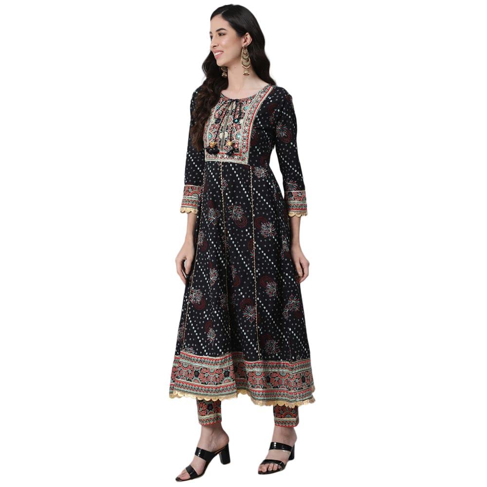 anubhutee Women's Cotton Kurta Palazzo with Dupatta Set