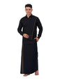 Prakasam Cotton Mens Small Border (Roja) Flexi Adjustable Readymade Pocket Black Dhoti + Readymade Full Sleeve Shirt + Black Sma
