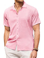 Tee Projekt Mens Popcorn Shirt Comfortable Short Sleeve Shirts Casual Textured Shirt (Pack of 1) Pink
