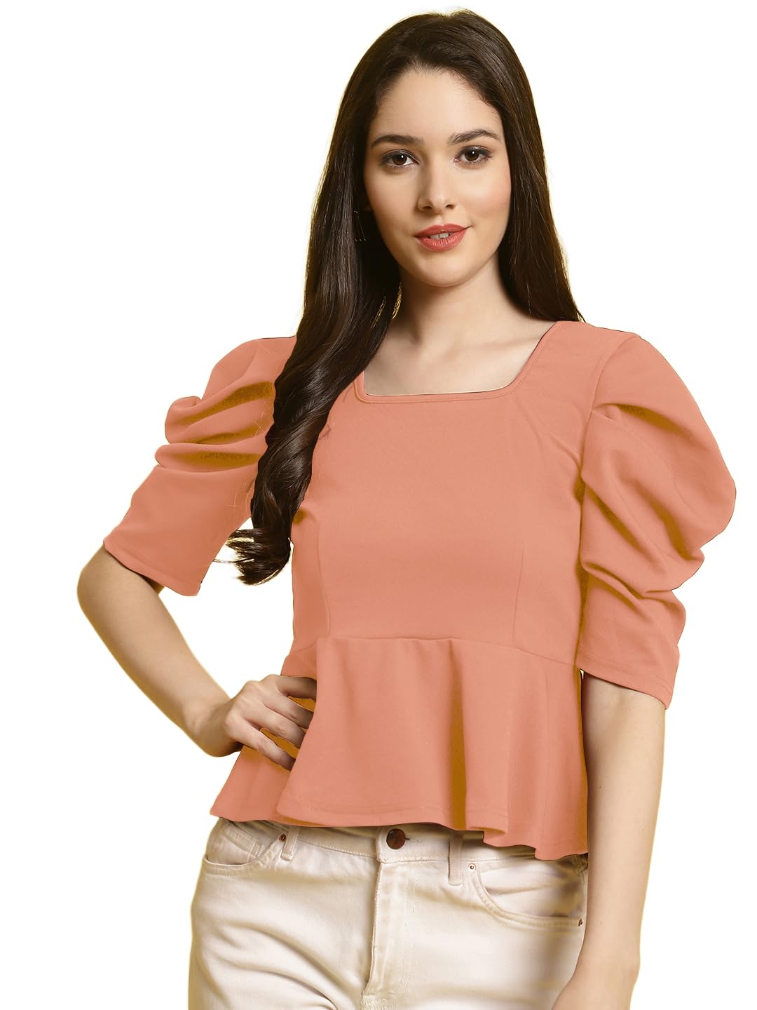 Tee Projekt Womens Casual Trendy Top with Stylish Short Puff Sleeves ll Soft & Stylish Womens Tee