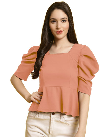 Tee Projekt Womens Casual Trendy Top with Stylish Short Puff Sleeves ll Soft & Stylish Womens Tee